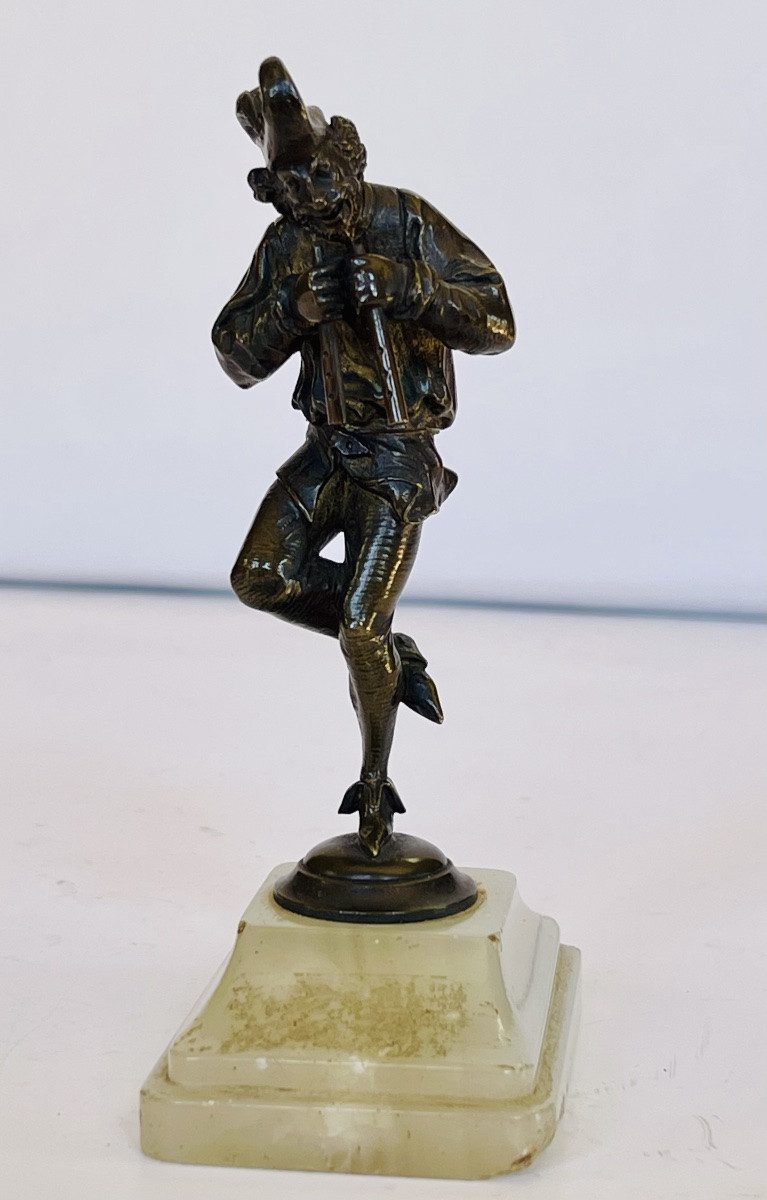 Ménestrel flûtiste en bronze -photo-6